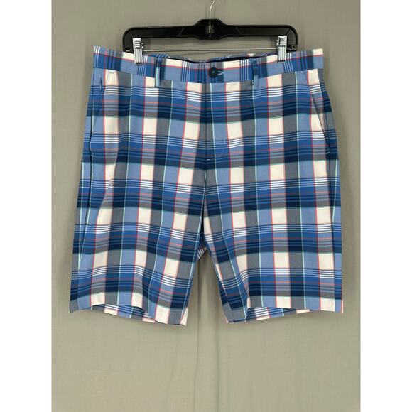 Tommy Bahama Shorts Mens 36 Blue Plaid Performance Chip Shot Island Zone 10 Inch - Picture 1 of 10